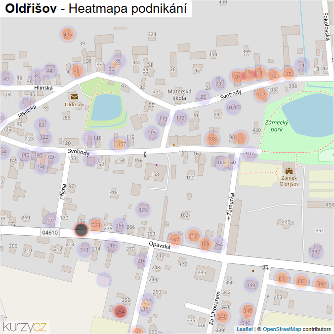 Mapa Oldřišov - Firmy v části obce.