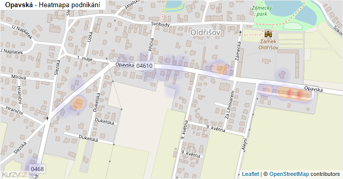 Opavská - mapa podnikání