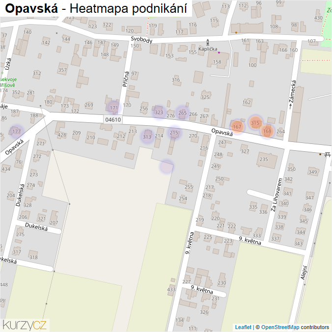 Mapa Opavská - Firmy v ulici.