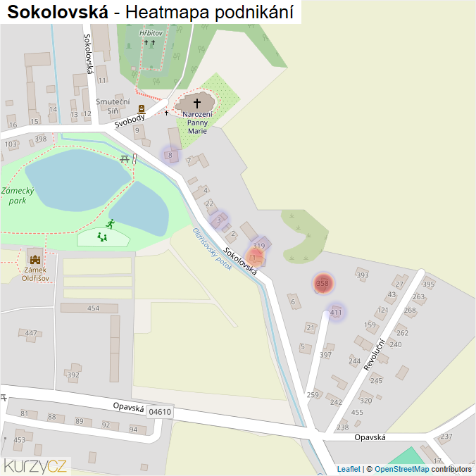 Mapa Sokolovská - Firmy v ulici.