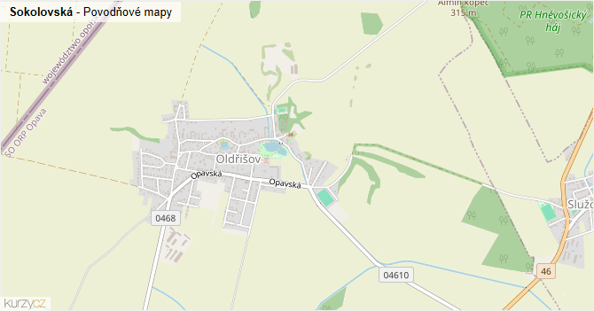 Sokolovská - záplavové mapy stoleté vody