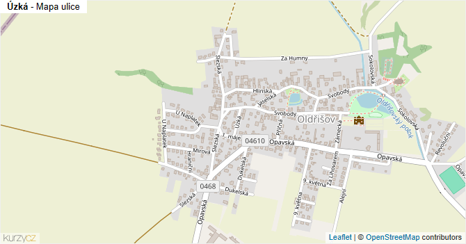 Úzká - mapa ulice