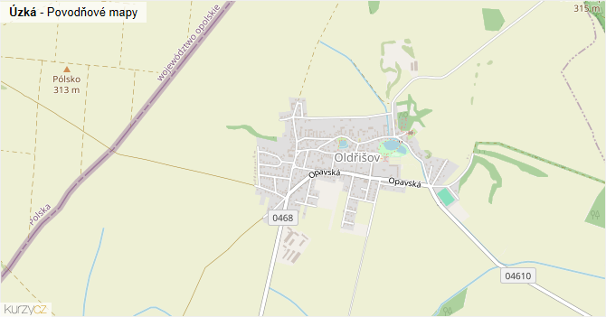 Úzká - záplavové mapy stoleté vody