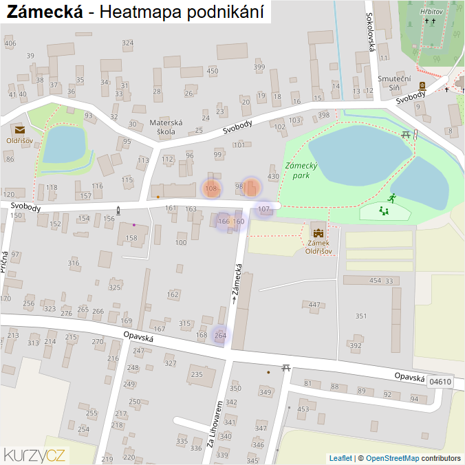 Mapa Zámecká - Firmy v ulici.