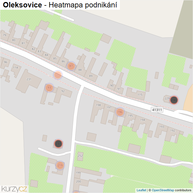 Mapa Oleksovice - Firmy v obci.