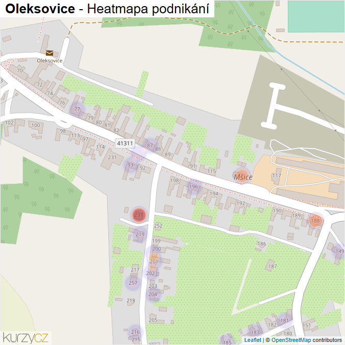 Mapa Oleksovice - Firmy v části obce.