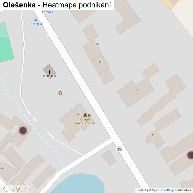 Mapa Olešenka - Firmy v obci.