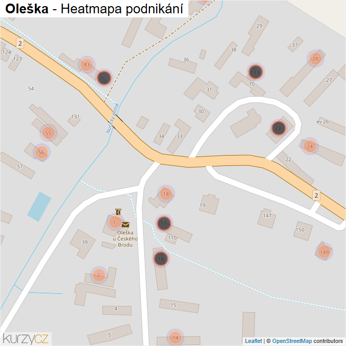 Mapa Oleška - Firmy v obci.
