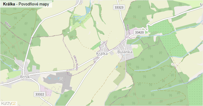 Králka - záplavové mapy stoleté vody