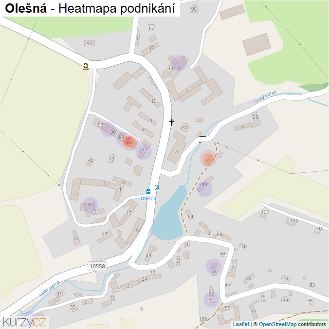 Mapa Olešná - Firmy v části obce.