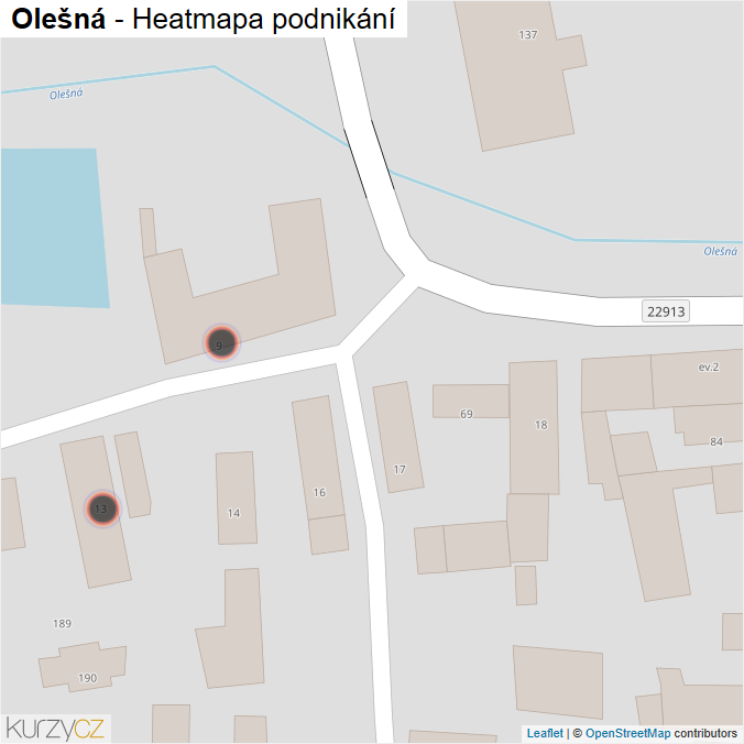 Mapa Olešná - Firmy v obci.