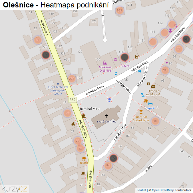 Mapa Olešnice - Firmy v obci.