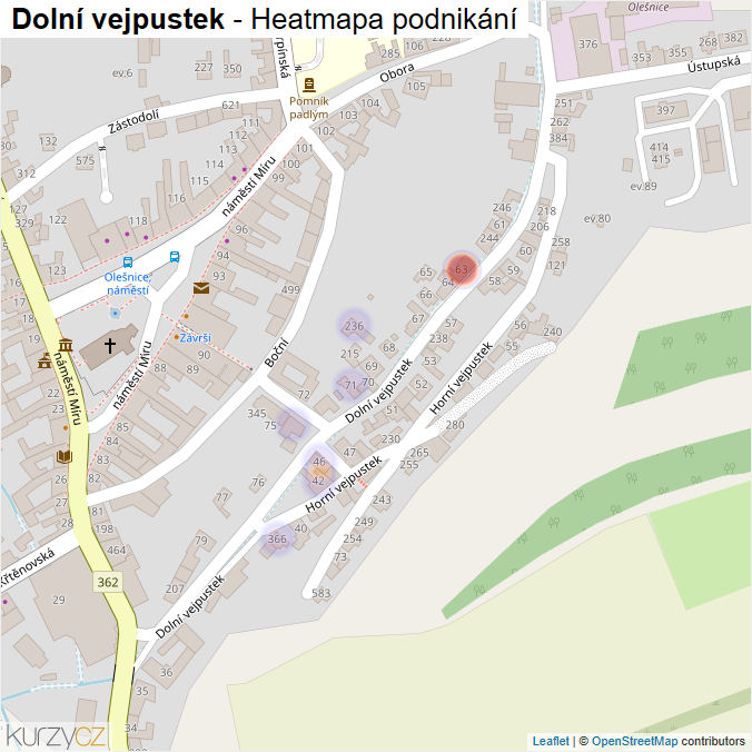 Mapa Dolní vejpustek - Firmy v ulici.