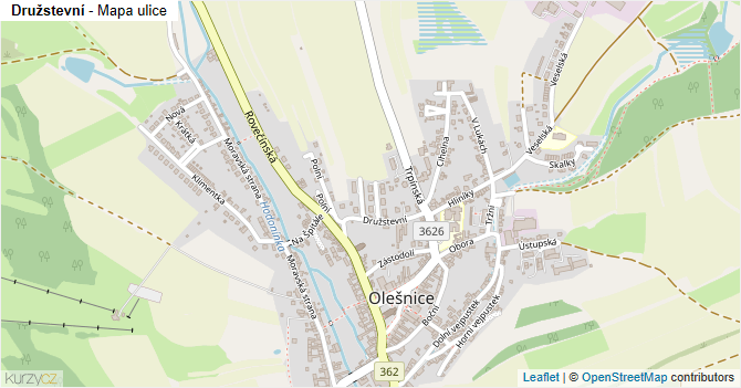 Družstevní - mapa ulice