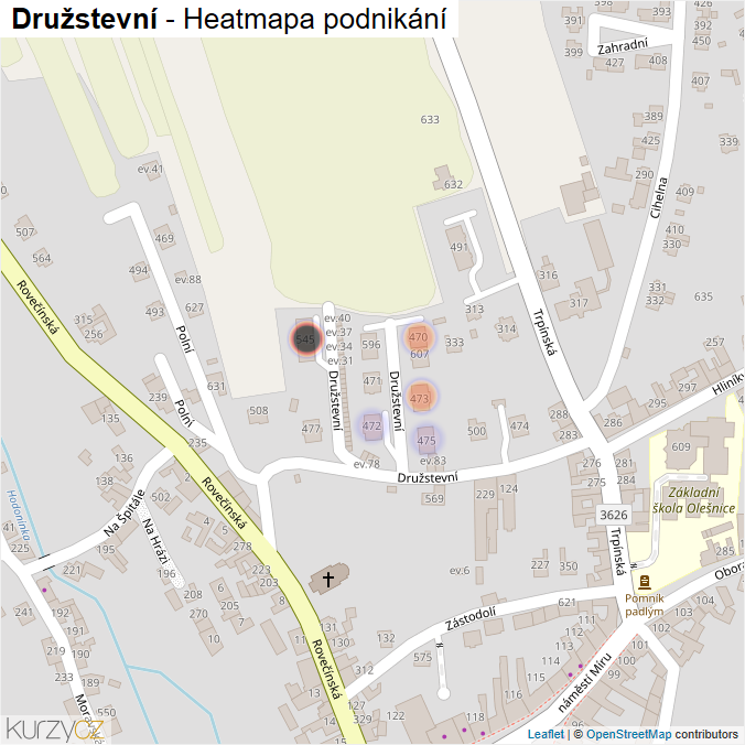 Mapa Družstevní - Firmy v ulici.