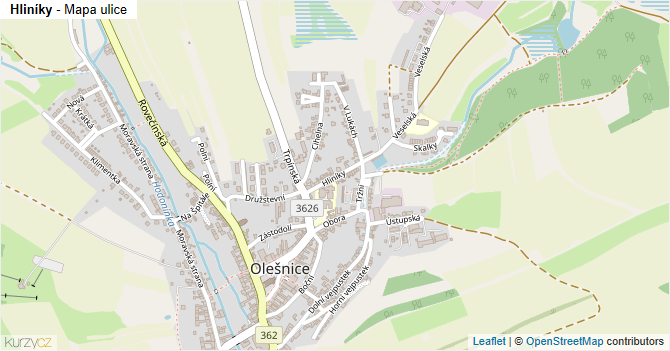 Hliníky - mapa ulice