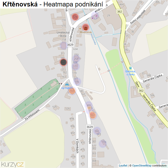 Mapa Křtěnovská - Firmy v ulici.