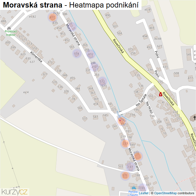 Mapa Moravská strana - Firmy v ulici.