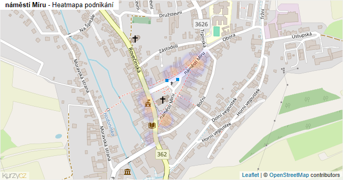 náměstí Míru - mapa podnikání