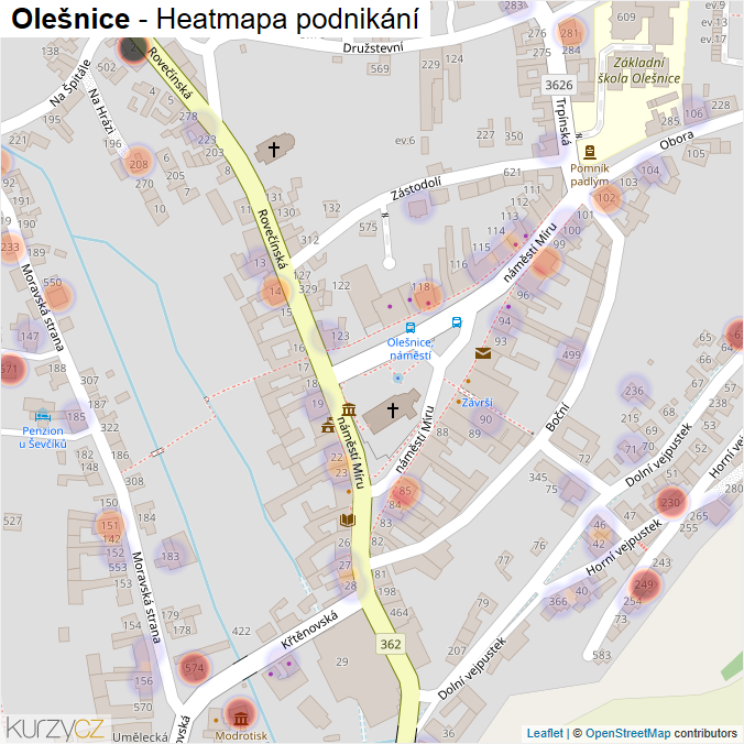 Mapa Olešnice - Firmy v části obce.