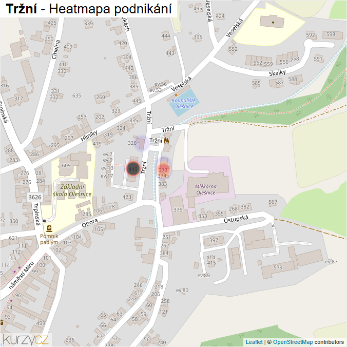 Mapa Tržní - Firmy v ulici.
