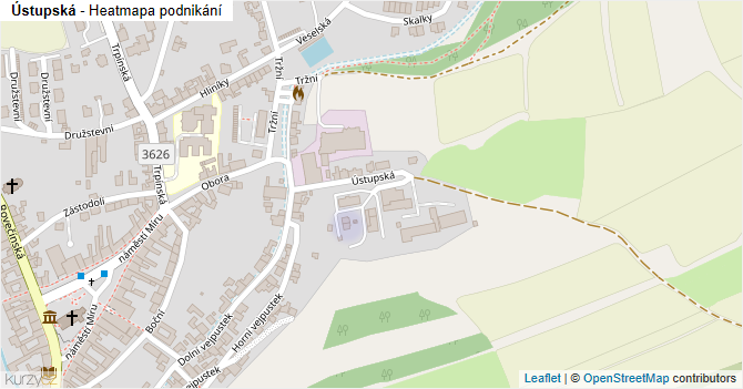 Ústupská - mapa podnikání