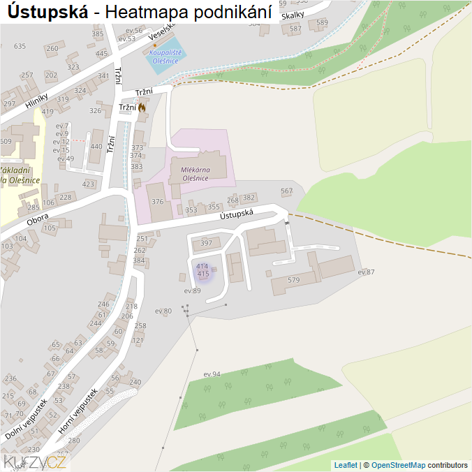 Mapa Ústupská - Firmy v ulici.