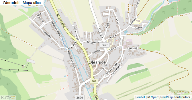 Zástodolí - mapa ulice