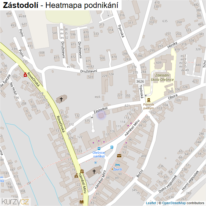 Mapa Zástodolí - Firmy v ulici.