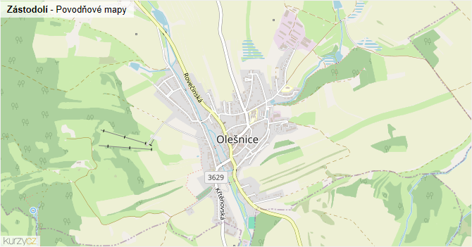 Zástodolí - záplavové mapy stoleté vody