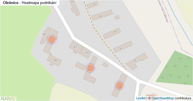 Olešnice - mapa podnikání