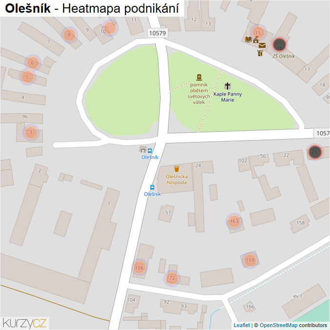 Mapa Olešník - Firmy v obci.