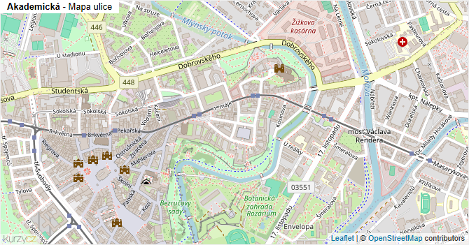 Akademická - mapa ulice