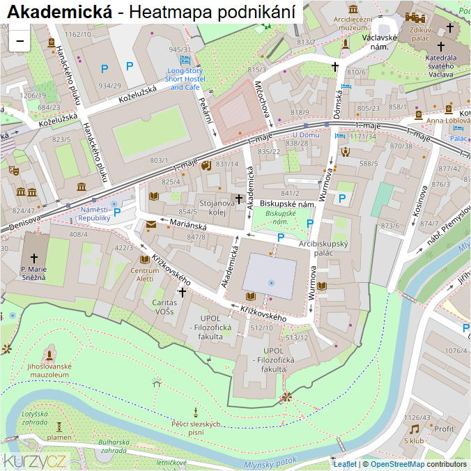 Mapa Akademická - Firmy v ulici.
