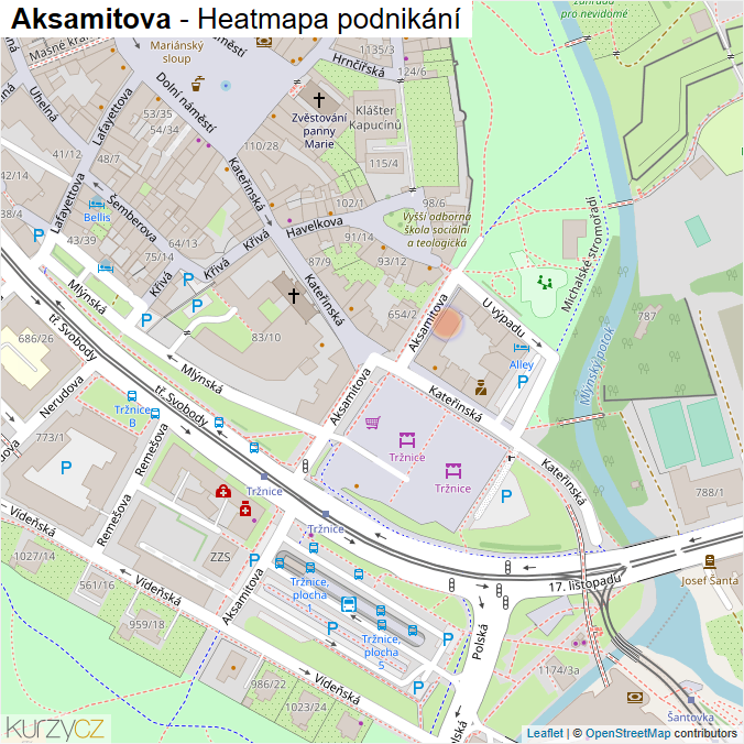 Mapa Aksamitova - Firmy v ulici.