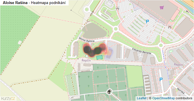 Aloise Rašína - mapa podnikání