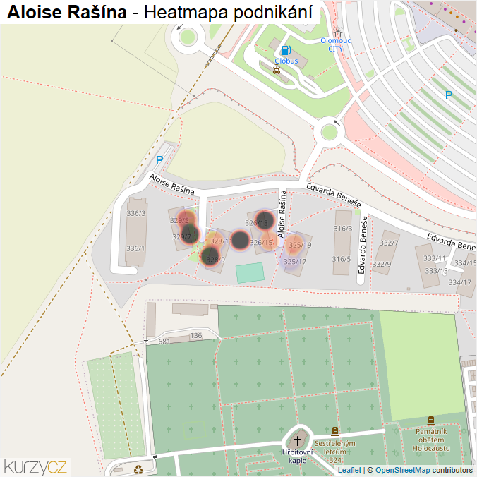 Mapa Aloise Rašína - Firmy v ulici.