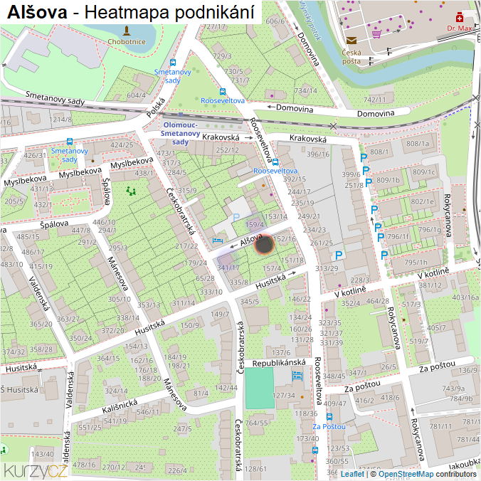 Mapa Alšova - Firmy v ulici.