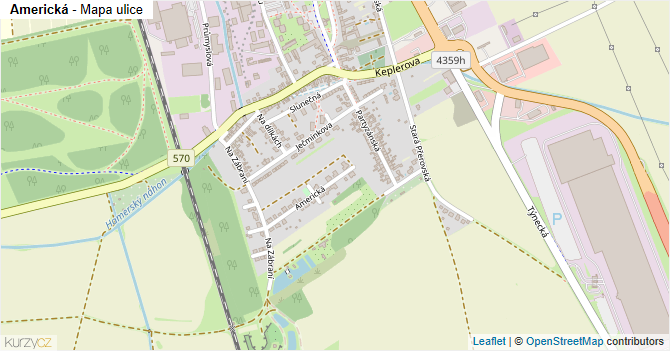 Americká - mapa ulice