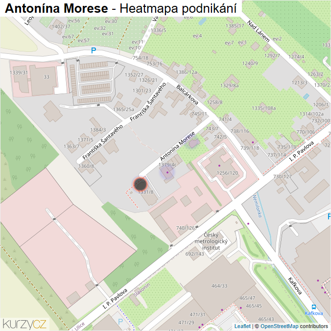 Mapa Antonína Morese - Firmy v ulici.