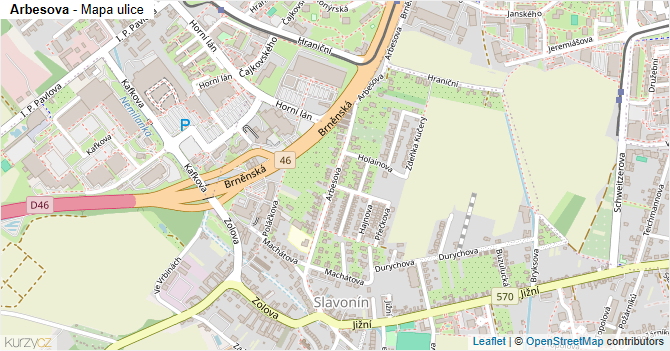 Arbesova - mapa ulice