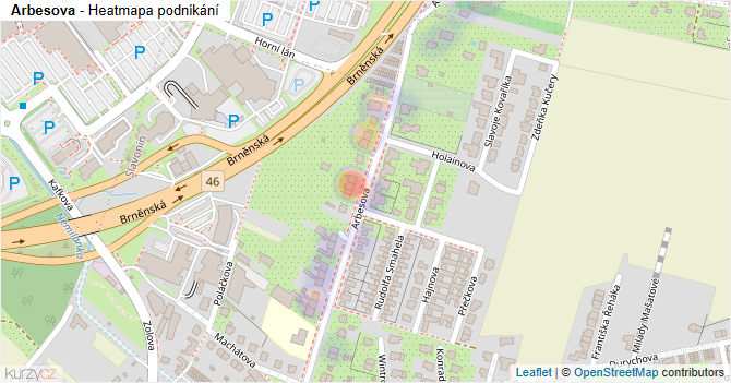 Arbesova - mapa podnikání