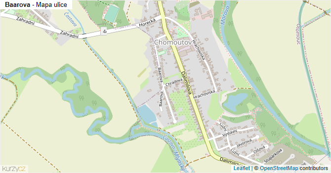Baarova - mapa ulice