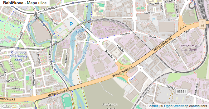 Babíčkova - mapa ulice