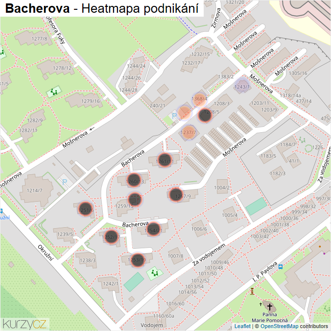 Mapa Bacherova - Firmy v ulici.