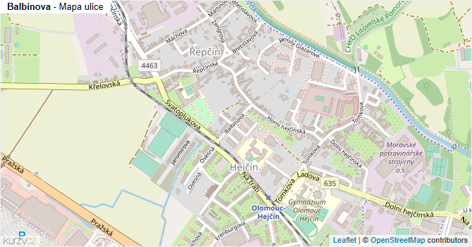 Balbínova - mapa ulice