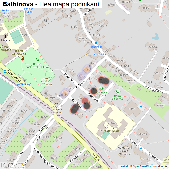 Mapa Balbínova - Firmy v ulici.