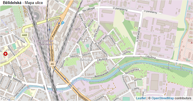 Bělidelská - mapa ulice
