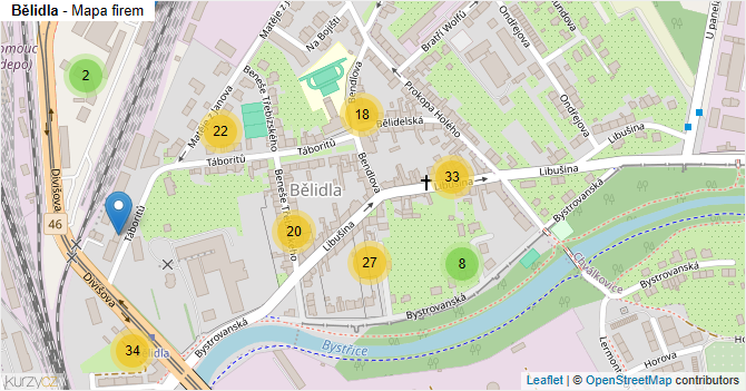 Bělidla - mapa firem