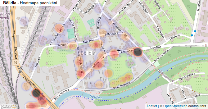Bělidla - mapa podnikání